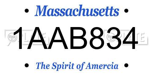 1AAB834 Massachusetts License Plate