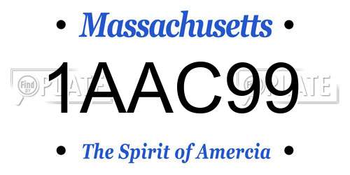 1AAC99 Massachusetts License Plate