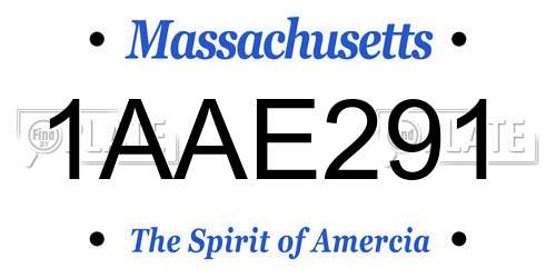 1AAE291 Massachusetts License Plate