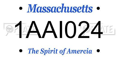 1AAI024 Massachusetts License Plate