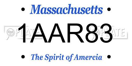 1AAR83 Massachusetts License Plate