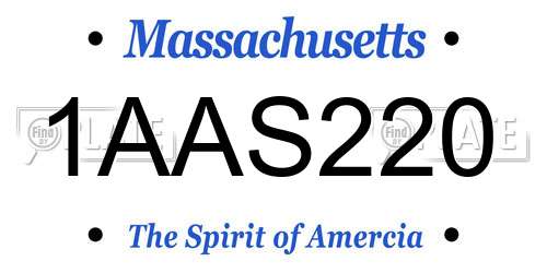 1AAS220 Massachusetts License Plate
