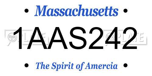 1AAS242 Massachusetts License Plate