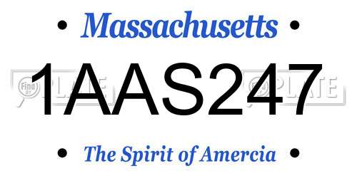 1AAS247 Massachusetts License Plate