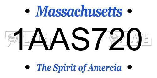 1AAS720 Massachusetts License Plate