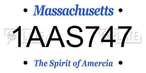 1AAS747 Massachusetts License Plate