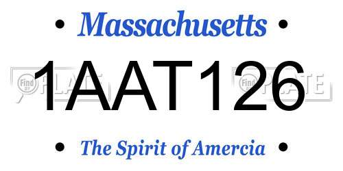 1AAT126 Massachusetts License Plate