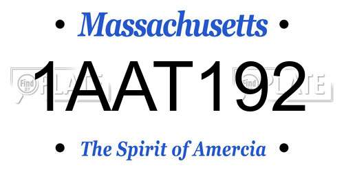 1AAT192 Massachusetts License Plate