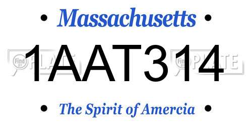 1AAT314 Massachusetts License Plate