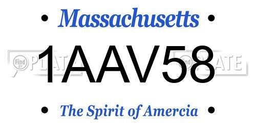 1AAV58 Massachusetts License Plate