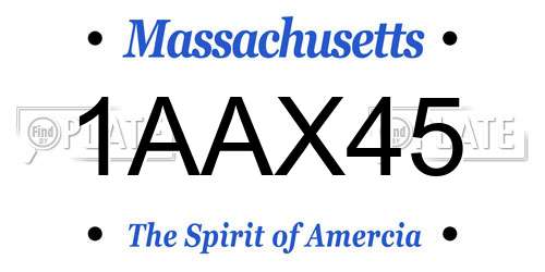 1AAX45 Massachusetts License Plate