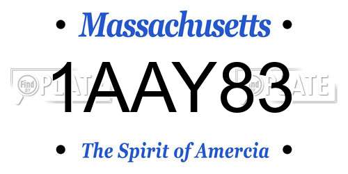 1AAY83 Massachusetts License Plate