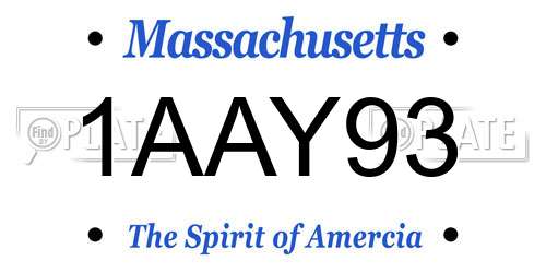 1AAY93 Massachusetts License Plate