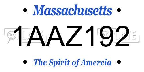 1AAZ192 Massachusetts License Plate