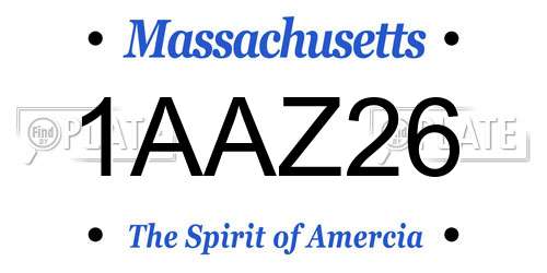 1AAZ26 Massachusetts License Plate
