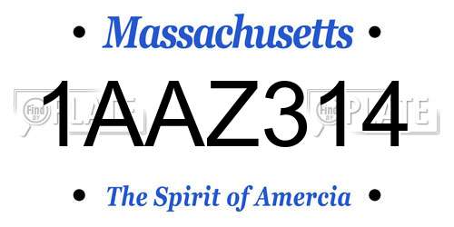 1AAZ314 Massachusetts License Plate