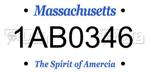 1AB0346 Massachusetts License Plate