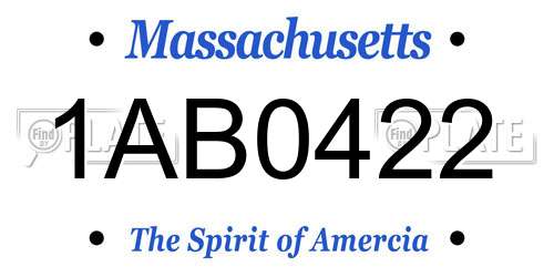 1AB0422 Massachusetts License Plate