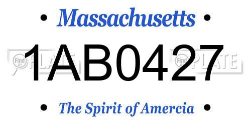 1AB0427 Massachusetts License Plate