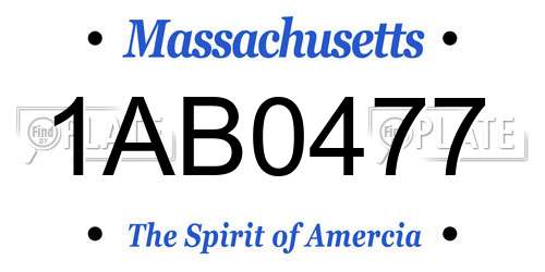 1AB0477 Massachusetts License Plate