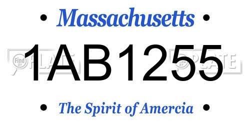 1AB1255 Massachusetts License Plate