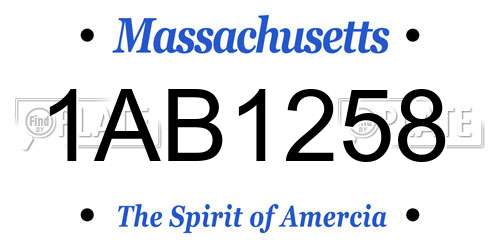 1AB1258 Massachusetts License Plate