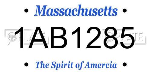 1AB1285 Massachusetts License Plate