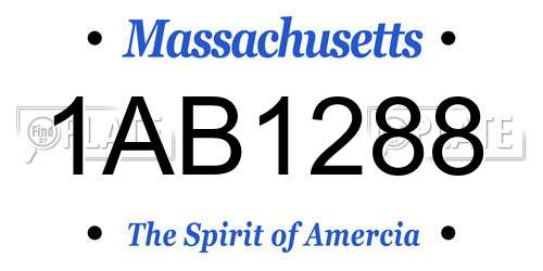 1AB1288 Massachusetts License Plate