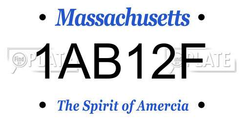 1AB12F Massachusetts License Plate