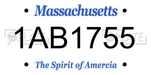 1AB1755 Massachusetts License Plate