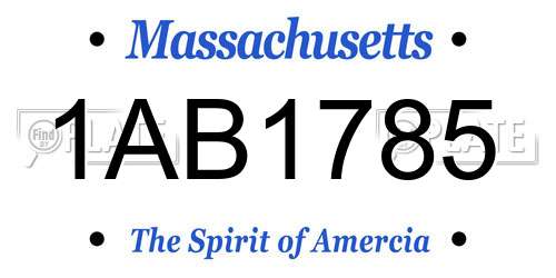 1AB1785 Massachusetts License Plate