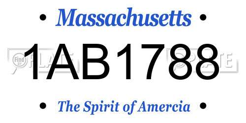 1AB1788 Massachusetts License Plate