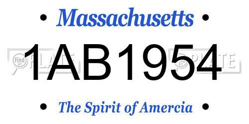 1AB1954 Massachusetts License Plate
