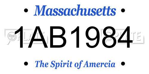 1AB1984 Massachusetts License Plate