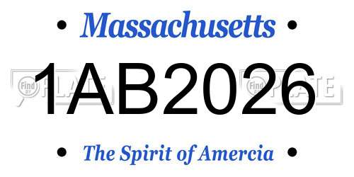 1AB2026 Massachusetts License Plate