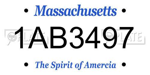 1AB3497 Massachusetts License Plate