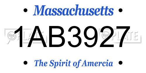 1AB3927 Massachusetts License Plate