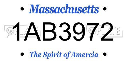 1AB3972 Massachusetts License Plate