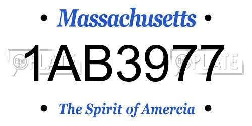 1AB3977 Massachusetts License Plate