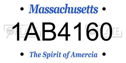 1AB4160 Massachusetts License Plate