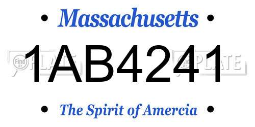 1AB4241 Massachusetts License Plate