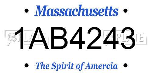 1AB4243 Massachusetts License Plate