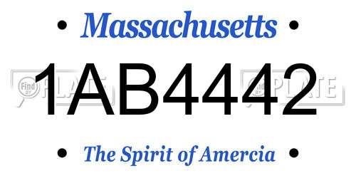 1AB4442 Massachusetts License Plate