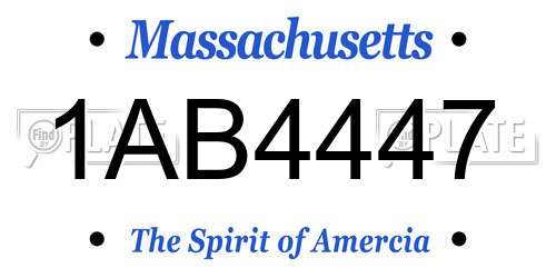 1AB4447 Massachusetts License Plate