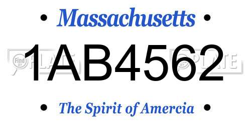 1AB4562 Massachusetts License Plate