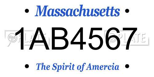 1AB4567 Massachusetts License Plate