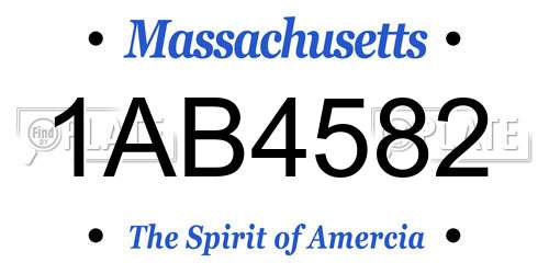 1AB4582 Massachusetts License Plate