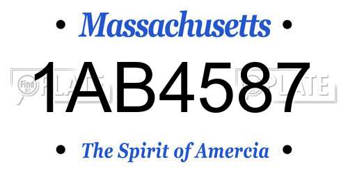 1AB4587 Massachusetts License Plate