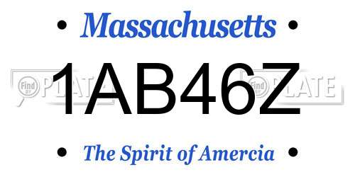 1AB46Z Massachusetts License Plate
