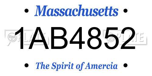 1AB4852 Massachusetts License Plate